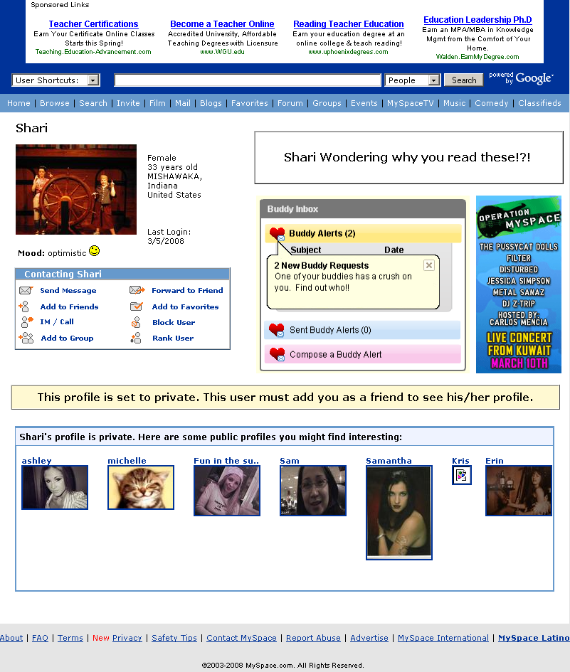 MySpace Profile Example